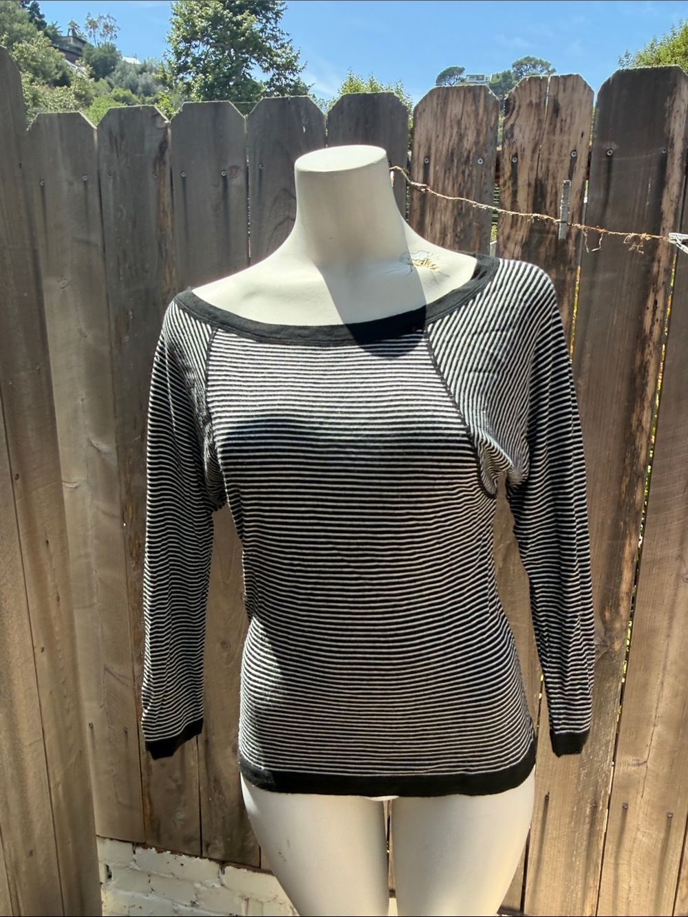 MaxMara Weekend Striped Knit Top in Black & White size L